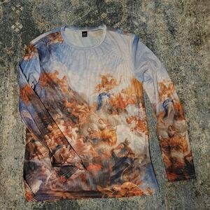 Manfinity Size L Mesh Artistic Long Sleeve Shirt